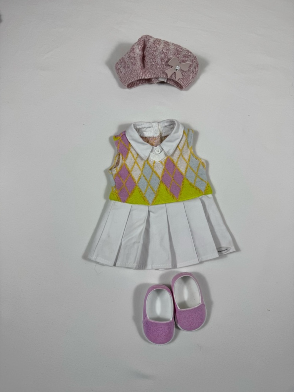 American Girl Bundle White Knit Doll Top with Pink Purple Blue Stars - Picture 3 of 7